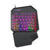 A black T-Wolf mobile gaming keyboard and mouse combo with customizable keys and a separate mouse.