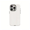 A white phone case with vertical ribbed texture and a clear back, featuring a camera module on the back.