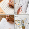 Four images showing people writing in notebooks and planners with Morandi Gel Pens