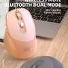 A pink wireless mouse is shown next to its dark gray version, highlighting the X7 Bimodal Mouse dual mode features.