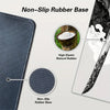 Close-up view of a dark blue non-slip rubber base and a gaming mouse pad featuring a samurai design.