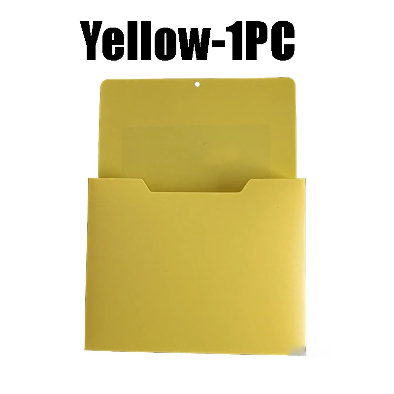 Yellow wall mount magnetic document file holder with a lid