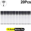 A set of 20 felt eraser dry erase marker pens shown in a row with a scale indicating 2mm diameter.