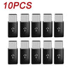 Ten black adapter converters for USB Type-C to Micro USB conversion.