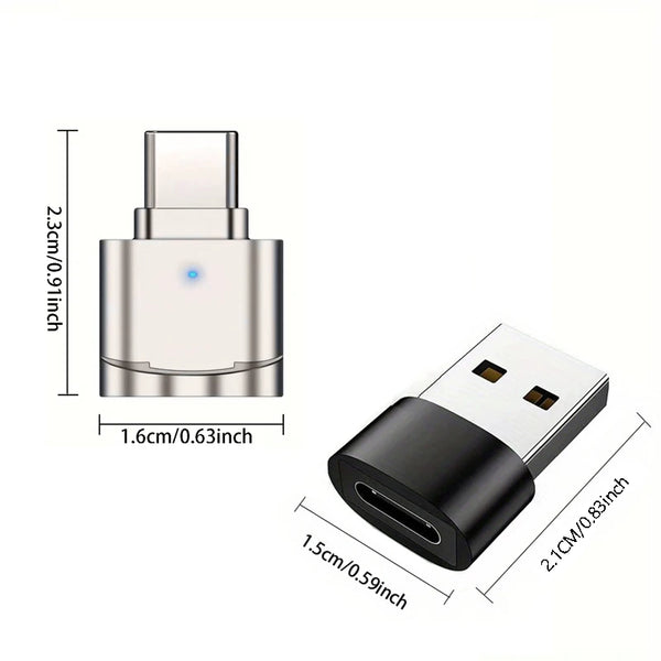 A silver universal USB-C SD/Micro SD card reader shown in multiple views.