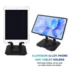 Aluminum alloy phone and tablet holder with multi-angle folding capability for mobile devices
