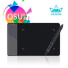 A black professional graphic digital drawing tablet with a stylus and a brand logo.