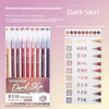 A set of Dark Skin hand-held pens for painting and journaling, featuring various shades of brown and pink.