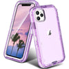 A clear shockproof case for an iPhone, featuring a light purple color and a camera module.