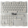 Ein Set klarer PBT-Tastenkappen für eine mechanische Tastatur, einschließlich Standard- und Funktionstasten.