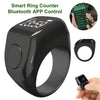 A black smart ring counter with a display showing 23:59, next to its components and a hand holding it.