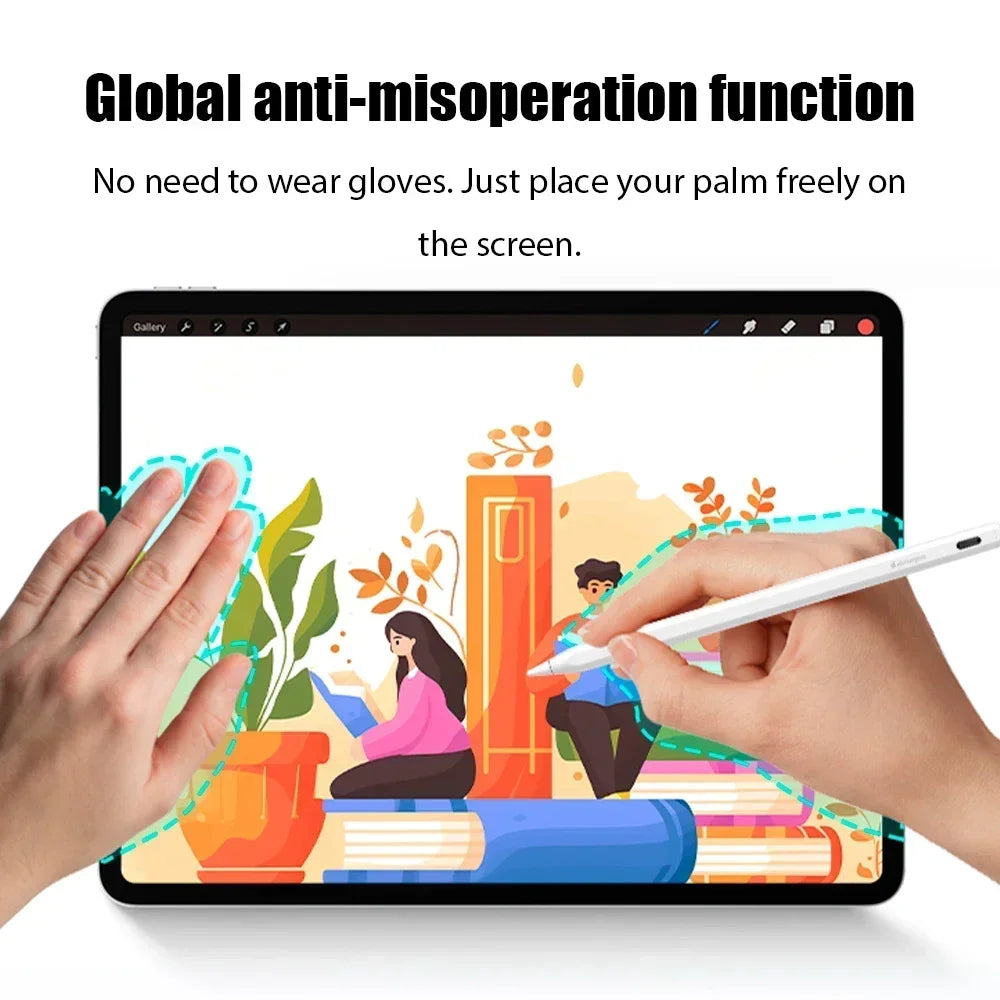 Eine Hand legt die Handfläche auf einen Bildschirm, um eine globale Anti-Missbrauchfunktion für Zeichnen und Notizen zu aktiv
