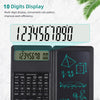 Calculatrice scientifique pliable et tablette d'écriture noire affichant le nombre 1234567890.