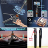A close-up of a 360° rotatable selfie stick tripod with face tracking features and screws.