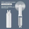 White upgraded version of a portable foldable rabbit mini fan with 1200 mah battery capacity