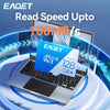 حاسوب محمول يعرض بطاقة (EAGET A113J V30 I TF) مع إبراز سرعة القراءة العالية.
