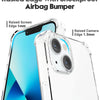 Clear shockproof phone case with raised edge and airbag bumper protecting an iPhone