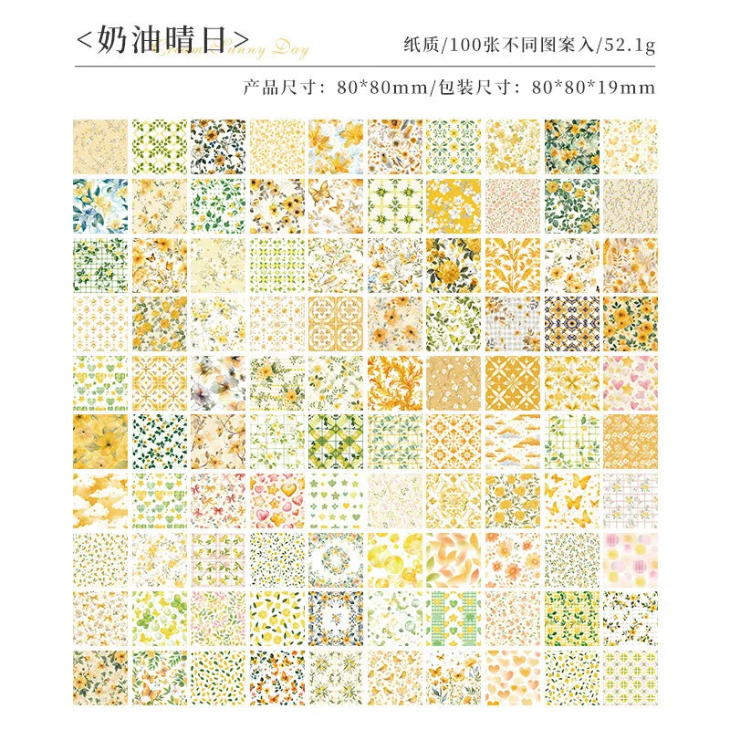 A collection of vintage floral square scrapbook paper designs in various colors and patterns.