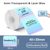 Rollo de etiquetas térmicas autoadhesivas de papel láser azul transparente con diseño de agradecimiento