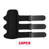 Ten adjustable black finger splints designed for pain relief and support.