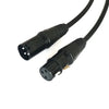 Black shielded XLR audio cable with a connector and a plug.