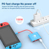 A blue tablet is shown connected to a 100W fast charging hub and power adapter for device operation.