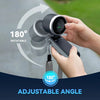 A hand is holding a portable handheld fan with an adjustable 180-degree angle for use.