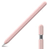 A long, pink silicone protective case for a pencil shown diagonally.