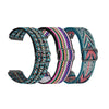 Three colorful elastic sports bands for Garmin watches displayed side by side.
