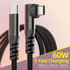 A close-up view of a black braided USB-C charging cable with connectors, showing its texture and length options.