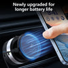 A hand holds a smartphone near a magnetic wireless car phone charger, highlighting an upgrade for longer battery life.