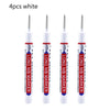Four white long nib marker pens for deep hole marking on metal and wood.