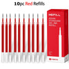 A set of 10 red ink refills for a Kefill Asian Standard gel ink pen.