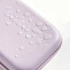 A close-up view of a light purple multi-use leather storage pouch organizer with a textured surface.