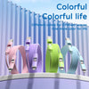 Four different colored charging cables are displayed on a stand, showcasing colorful life.