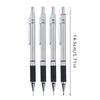 A set of metal mechanical pencils with leads marked 0.5, 0.7, 0.9, and 2.0 mm.