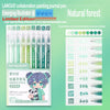 A set of Languo collaboration painting journal pens featuring various colors and a illustration of a character.
