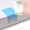 Rectangular gift stickers with floral designs and thank you messages for packaging