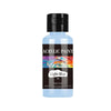 Eine Flasche hellblaue Acrylfarbe für DIY-Projekte mit Stoff und Leder.