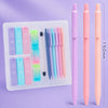 A set of Morandi mechanical pencils in various colors and lengths with refills and erasers displayed in a clear plastic case.