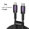 Purple USB-C to IP interface charging cable with 1 meter length