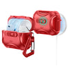 A red magnetic case for AirPods Pro with a clear protective cover and charging cable.
