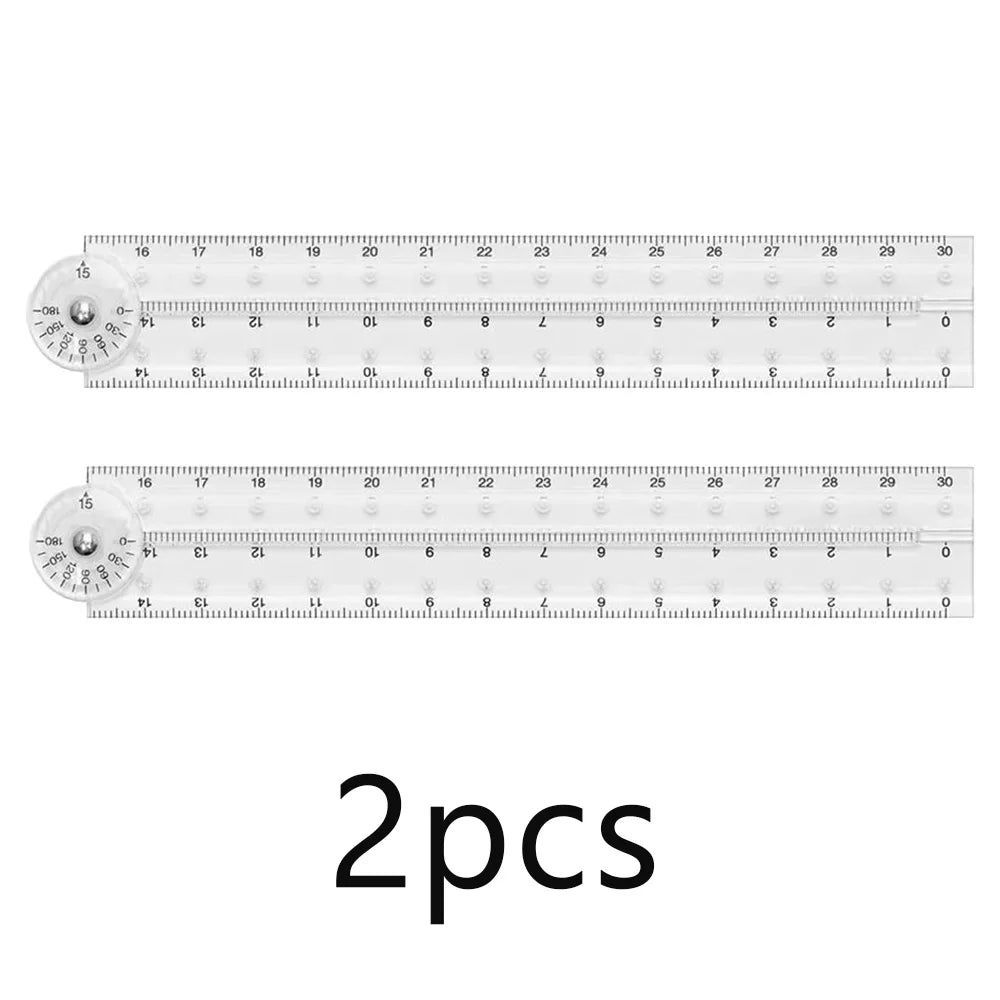 A set of two precision folding transparent rulers with millimeter markings.