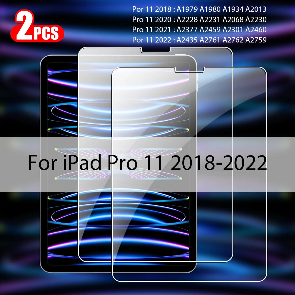 Two tempered glass screen protectors for iPad Pro 11 models from 2018 to 2022
