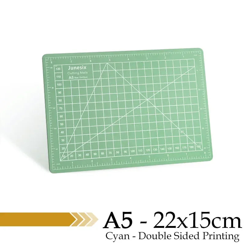 A5 cyan double-sided printing cutting mat with grid guides and measurements