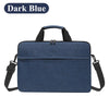 Dark blue laptop and tablet messenger bag with black straps