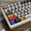 A set of colorful comic style mechanical keycaps including function keys and modifier keys displayed in a white case.