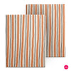 A close-up of a classic stripe magnetic folio cover for a Bigme B6 e-reader in shades of orange, beige, and black.