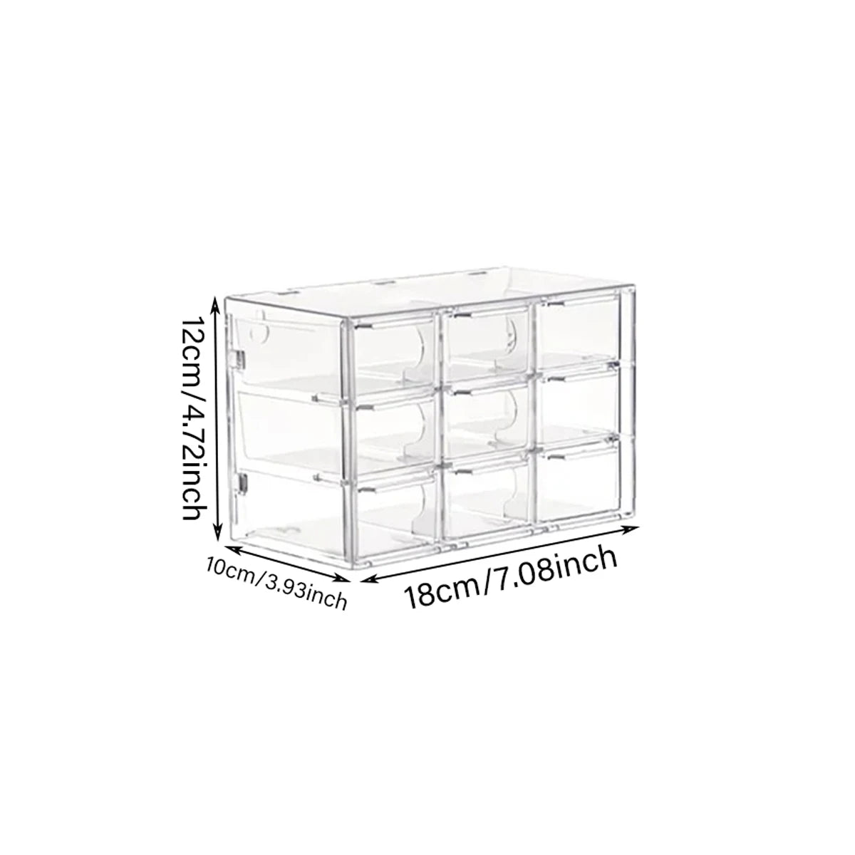 Clear acrylic bead storage box with 12 compartments and stackable design