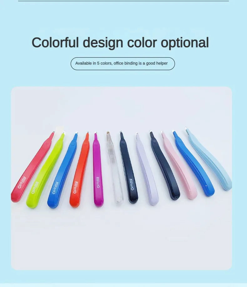 A collection of colorful portable magnetic staple remover tools in various shades including pink, green, blue, and orange.